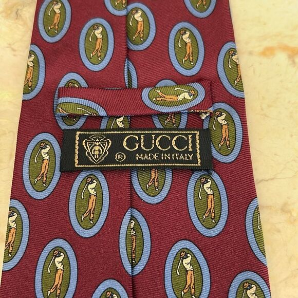 Gucci 100% Silk Golf Printed Tie - Picture 7 of 11